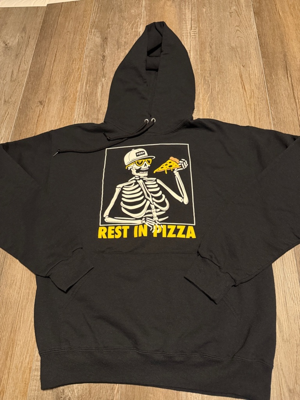 Bowery Supply Co. REST IN PIZZA Black Graphic Hoodie